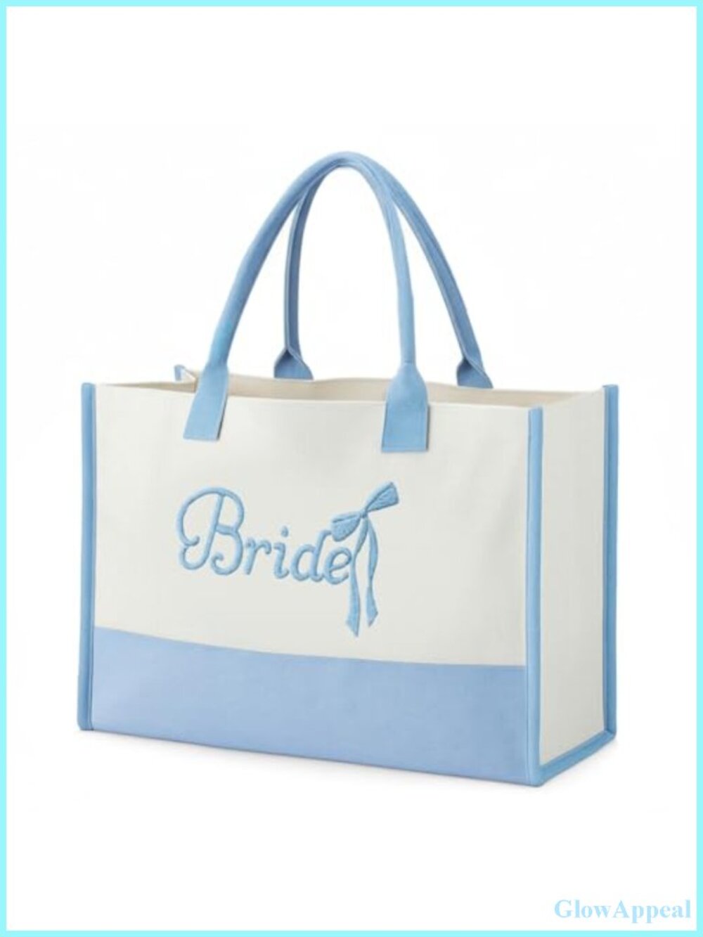 Embroidered Canvas Bride Tote Bag with Bow for Wedding Bridal Shower